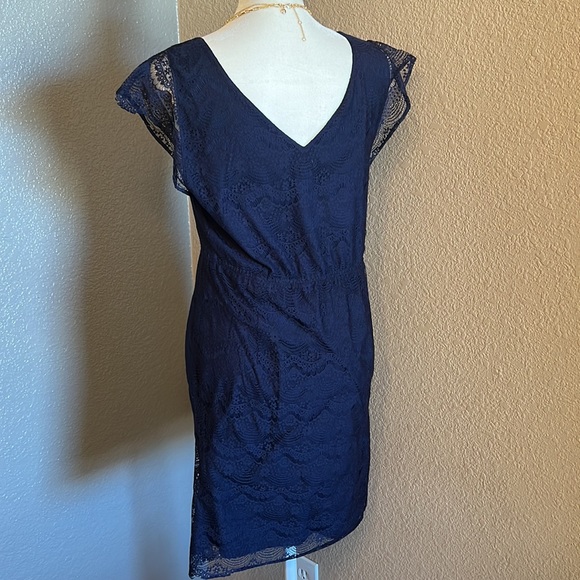Fossil - size S - navy blue lace dress with ruffle sleeves - Picture 4 of 5
